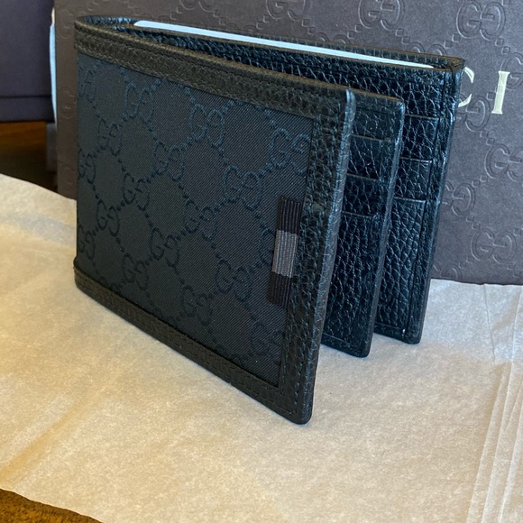 GUCCI 333042 Men's Black wallet card ID NWT - Picture 2 of 8